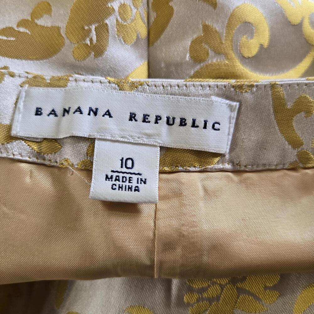 Banana Republic 100% Silk Gold Floral Brocade Pencil Skirt 10 Luxe Regency - Picture 8 of 9